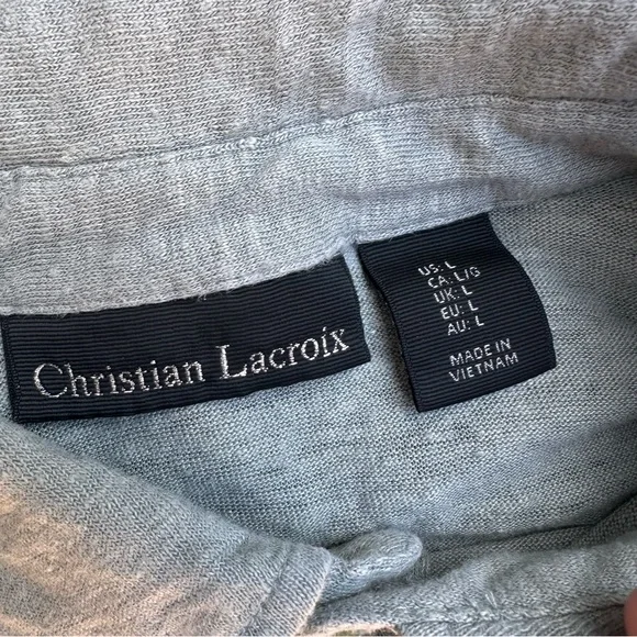 Christian LaCroix Men’s 100% Linen Polo Shirt Lightweight Quiet Lux Minimalist L - Picture 3 of 8
